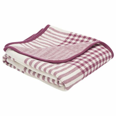 SAFAVIEH 50 x 60 in. 100 Percent Cotton Denita Throw; Purple & Beige THR243A-5060